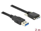 Câble USB 3.0 type A mâle > USB 3.0 type Micro-B mâle avec vis 2 m