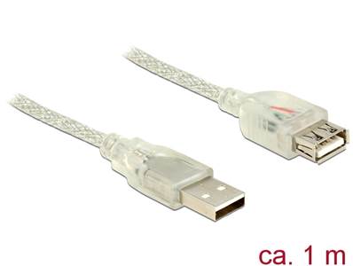 Câble d'extension USB 2.0 Type-A mâle > USB 2.0 Type-A femelle 1 m transparent