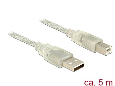 Câble USB 2.0 Type-A mâle > USB 2.0 Type-B mâle 5 m transparent