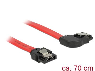 Câble SATA 6 Gb/s mâle droit > SATA mâle coudé à droite droite 70 cm métal rouge
