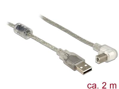Câble USB 2.0 Type-A mâle > USB 2.0 Type-B mâle coudé 2,0 m transparent