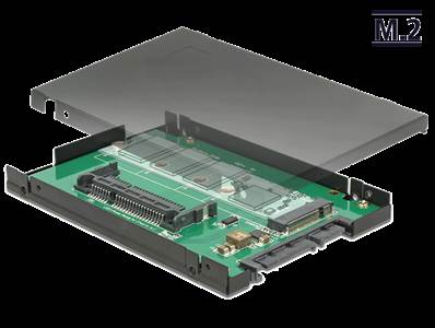 2.5" Konverter SATA 22 Pin > 1 x M.2 / 1 x CFast - 9,5 mm Gehäuse