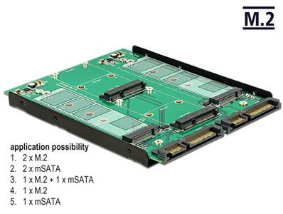 Convertisseur 3.5" 2 x SATA 22 broches > Ports jumelés 2 x M.2 / 2 x mSATA