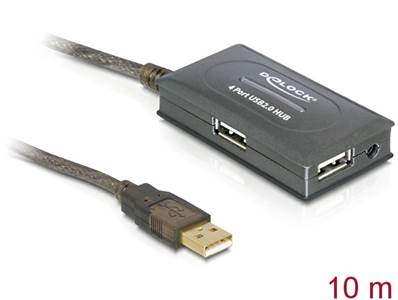 Câble prolongateur USB 2.0 de 10 m active avec concentrateur 4 ports