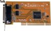 Carte PCI 2 ports série RS-232 + 1 port // IEEE 1284, 2 connecteurs DB9 mâle + 1 DB25 femelle
