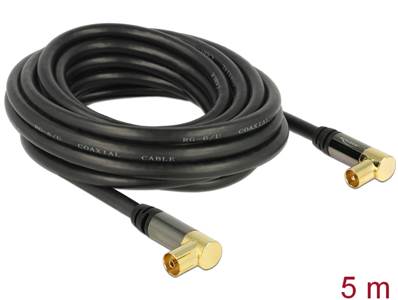Câble d’antenne IEC mâle coudée > IEC femelle coudée RG-6/U 5 m noir