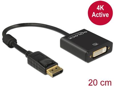 Adaptateur Displayport 1.2 mâle > DVI femelle 4K actif noir