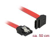 Câble SATA 6 Gb/s mâle droit > SATA mâle coudé vers le haut 50 cm métal rouge