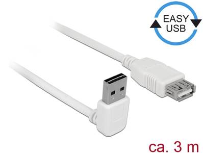 Câble d'extension EASY-USB 2.0 Type-A mâle coudé vers le haut / bas > USB 2.0 Type-A femelle blanc 3