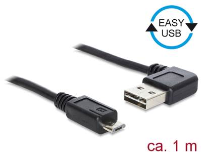 Câble EASY-USB 2.0 Type-A mâle coudé vers la gauche / droite > USB 2.0 Type Micro-B mâle 1 m