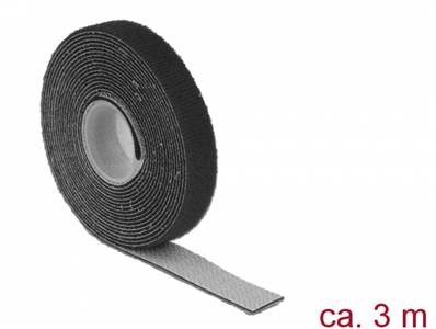 Fermetures par velcro L 3 m x l 13 mm rouleau noire