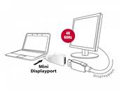 Adaptateur mini Displayport 1.2 mâle > Displayport femelle 4K coudé à 90° blanche