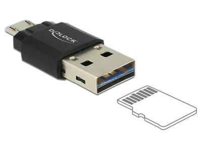 Lecteur de carte Micro USB OTG + USB 2.0 A mâle