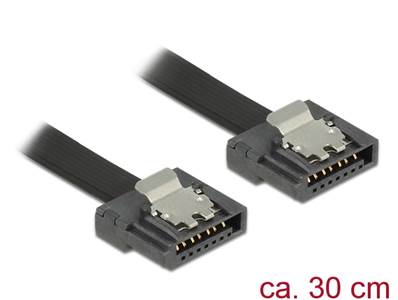 Câble SATA FLEXI 6 Go/s 30 cm en métal noir