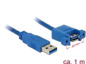 Câble USB 3.0 Type-A mâle > USB 3.0 Type-A femelle à montage sur panneau 1 m