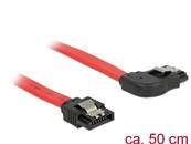 Câble SATA 6 Gb/s mâle droit > SATA mâle coudé à droite droite 50 cm métal rouge