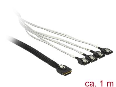 Câble Mini SAS SFF-8087 > 4 x SATA 7 broches 1 m métallique