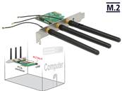 Carte PCI Express > 1 x emplacement interne M.2 touche A avec 3 antennes externes - Facteur de forme
