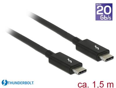 Câble Thunderbolt™ 3 (20 Go/s) USB-C™ mâle > mâle passif 1,5 m 5 A noir
