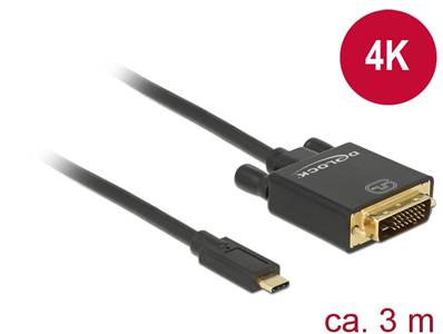 Câble USB Type-C™ mâle > DVI 24+1 mâle (Mode DP Alt) 4K 30 Hz 3 m noir