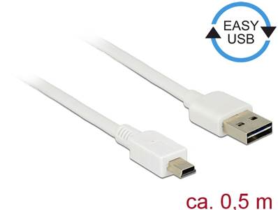 Câble EASY-USB 2.0 Type-A mâle > USB 2.0 Type Mini-B mâle 0,5 m blanc