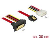 Câble SATA 6 Gb/s 7 broches femelle + fiche d'alimentation Molex 4 broches > SATA 22 broches femelle