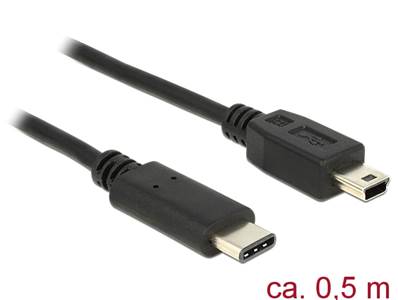 Câble USB Type-C™ 2.0 mâle > USB 2.0 type Mini-B mâle 0,5 m noir