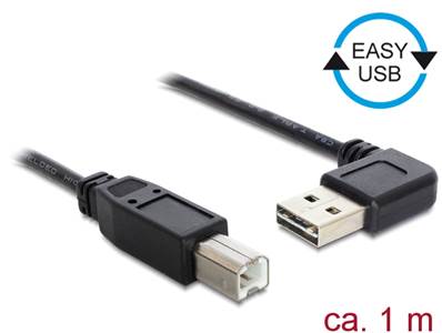Câble EASY-USB 2.0 Type-A mâle coudé vers la gauche / droite > USB 2.0 Type-B mâle 1 m
