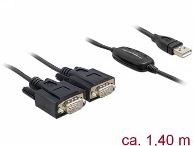 Adaptateur USB 2.0 Type-A > 2 x RS-232 DB9 série
