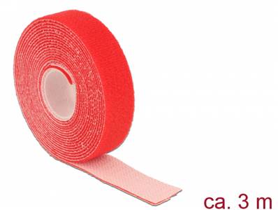 Fermetures par velcro L 3 m x l 20 mm rouleau rouge