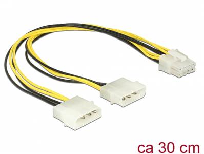 Câble d'alimentation 2 x 4 broches mâle Molex > EPS à 8 broches mâle 30 cm