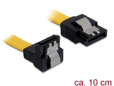 Câble SATA 6 Gbit/s mâle droit > SATA mâle coudé vers le bas 10 cm métal jaune