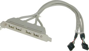 Câble slot USB 4 ports pour carte mère 4 x 5 contacts (HE-10--2x5 contacts) 