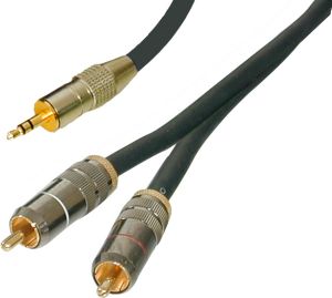 Cordon AUDIO stéréo, Jack 3.5mm/ 2 x  RCA mâles, câble OFC double blindage, contacts dorés, connecte