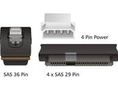 Câble mini SAS SFF-8087 > 4 x SAS SFF-8482 + alimentation 0,5 m
