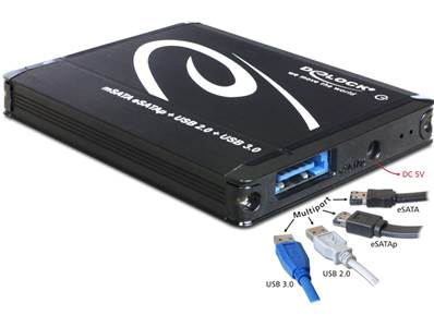 Boîtier externe mSATA SSD à Multiport USB 3.0 + eSATAp