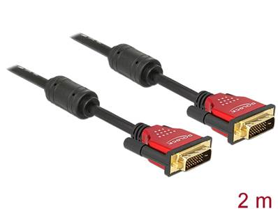 Câble DVI 24+1 mâle > DVI 24+1 mâle 2 m métal rouge