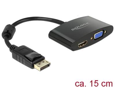 Adaptateur Displayport 1.1 mâle > HDMI / VGA femelle noir