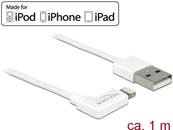 Câble d’alimentation et de transfert des données USB pour iPhone™, iPad™, iPod™ blanc coudée 1 m