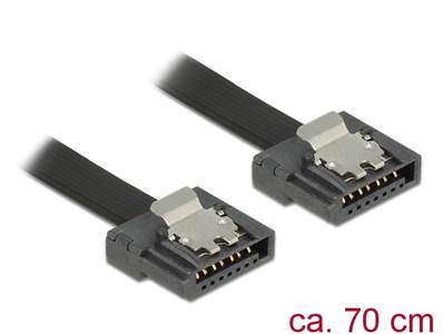 Câble SATA FLEXI 6 Go/s 70 cm en métal noir
