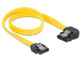 Câble SATA 6 Gb/s mâle droit > SATA mâle coudé à gauche 30 cm métal jaune