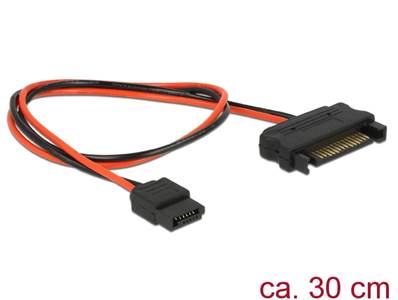 Câble Alimentation SATA à 15 broches mâle > Alimentation Slim SATA à 6 broches femelle de 30 cm