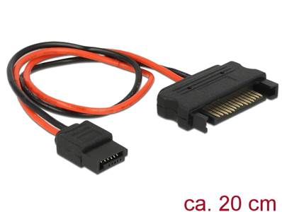 Câble Alimentation SATA à 15 broches mâle > Alimentation Slim SATA à 6 broches femelle de 20 cm