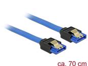 Câble SATA 6 Gb/s femelle droit > SATA femelle droit 70 cm bleu avec attaches en or
