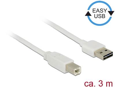 Câble EASY-USB 2.0 Type-A mâle > USB 2.0 Type-B mâle 3 m blanc