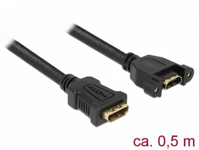 Câble HDMI-A femelle > HDMI-A femelle à montage sur panneau 4K 30 Hz 0,5 m