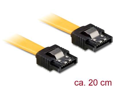 Câble SATA 6 Gb/s mâle droit > SATA mâle droit 20 cm métal jaune
