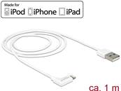 Câble d’alimentation et de transfert des données USB pour iPhone™, iPad™, iPod™ blanc coudée 1 m