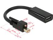 Adaptateur mini Displayport 1.2 mâle avec vis > HDMI femelle 4K actif noir