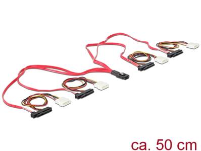 Câble mini SAS SFF-8087 > 4 x SAS SFF-8482 + alimentation 0,5 m